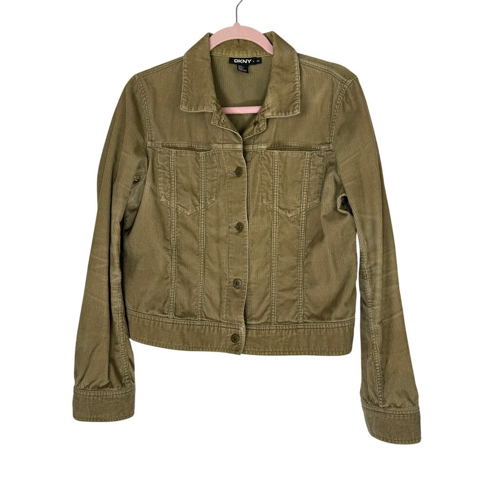 DKNY Camel Brown Button Up Long Sleeve 100% Cotton Corduroy Jacket Size 10